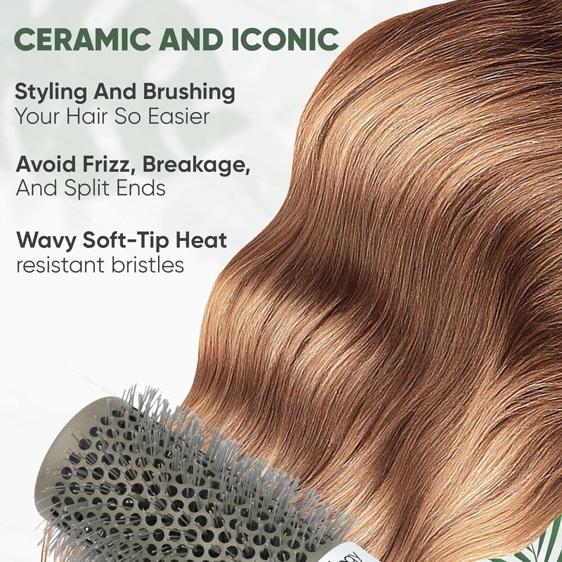 Round Hair Brush - 25mm Barrel with Flexible Nylon Bristles | Nano Ionic Heat Resistant for Professional Curling & Styling