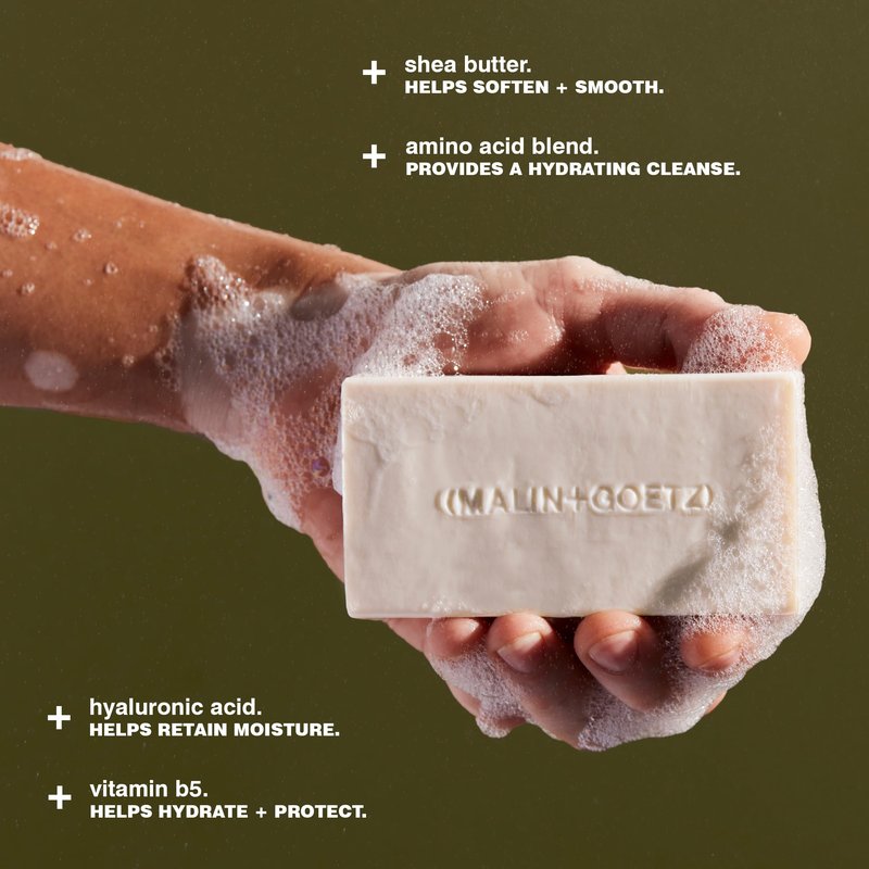 MALIN+GOETZ Vitamin B5 Hydrating Bar – Rum | Triple-Milled Skincare Bar with Vitamin B5, Hyaluronic Acid, Amino Acids + Shea Butter | Cleanses + Hydrates Skin | Rum Scent | Vegan + Cruelty-Free (5 oz)