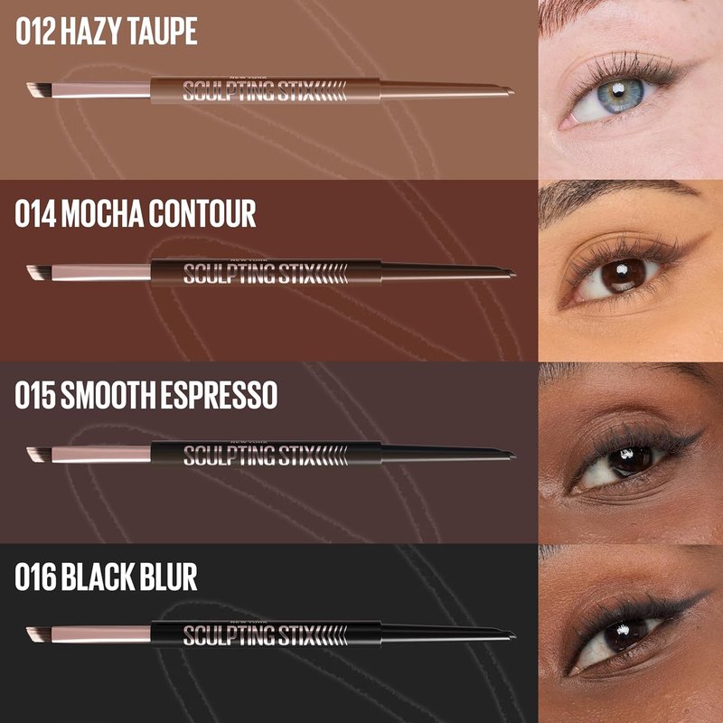 Maybelline Sculpting Stix 2-in-1 Eyeliner - Dual Ended Black, 24HR Smudge & Sweat-Resistant Makeup, 1 Count