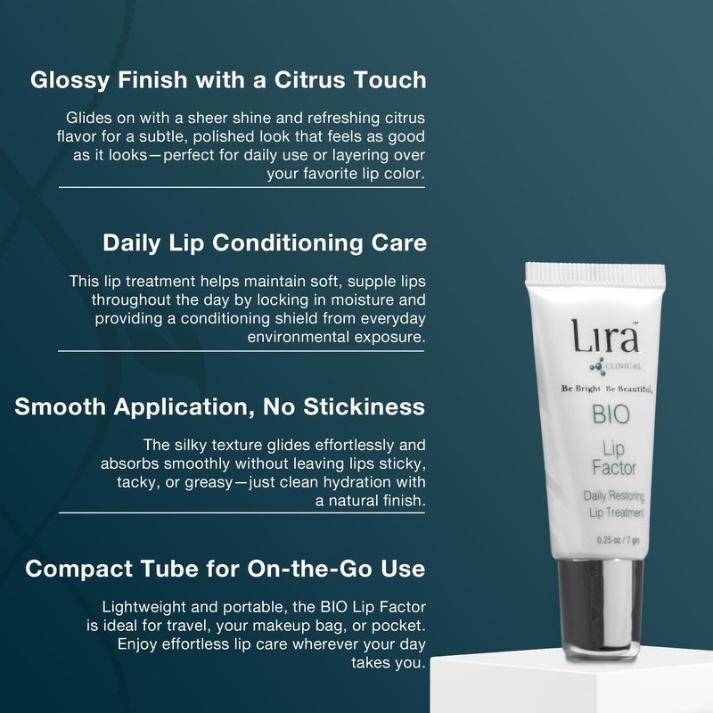 Lira Clinical BIO Lip Factor - Lip Balm SPF 15 for Soft, Full, and Supple Lips - Lip Treatment with Peptides, Vitamin C, E, Jojoba Oil, Avocado Oil - Lip Moisturizer for Dry Lips - 0.25 Ounce