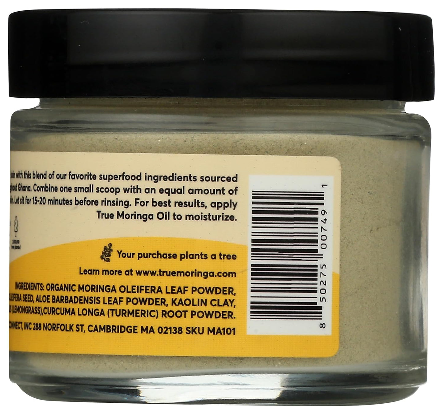 True Moringa Moringa Face Mask - Deep Pore Detoxifying & Clarifying Vegan Skincare | 4 oz