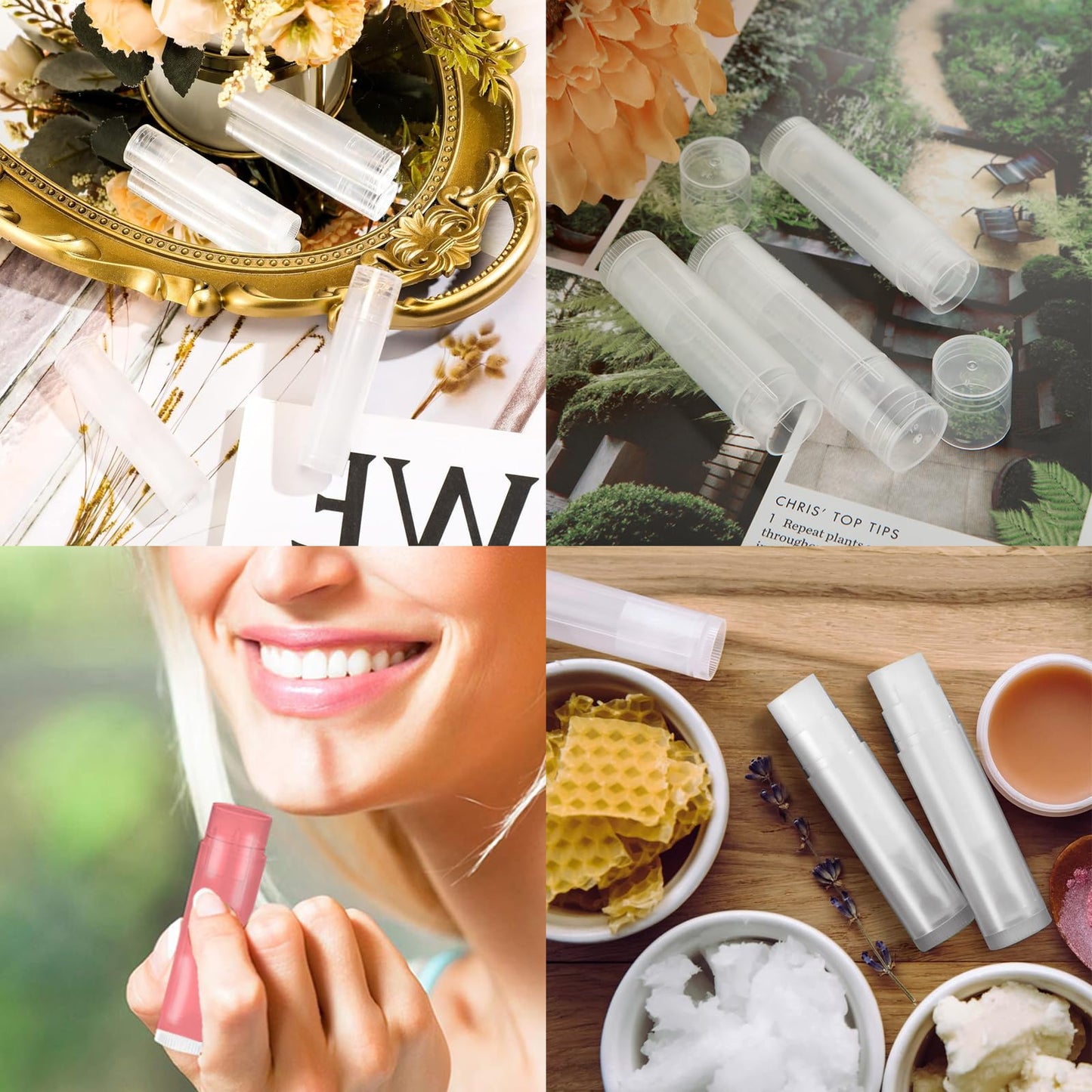 Acrux7 200PCS Lip Balm Tubes with Caps, Clear Lip Balm Tubes Empty Lip Balm Tubes Empty Bulk for DIY Lipstick Homemade 3/16 Oz (5.5 ml)