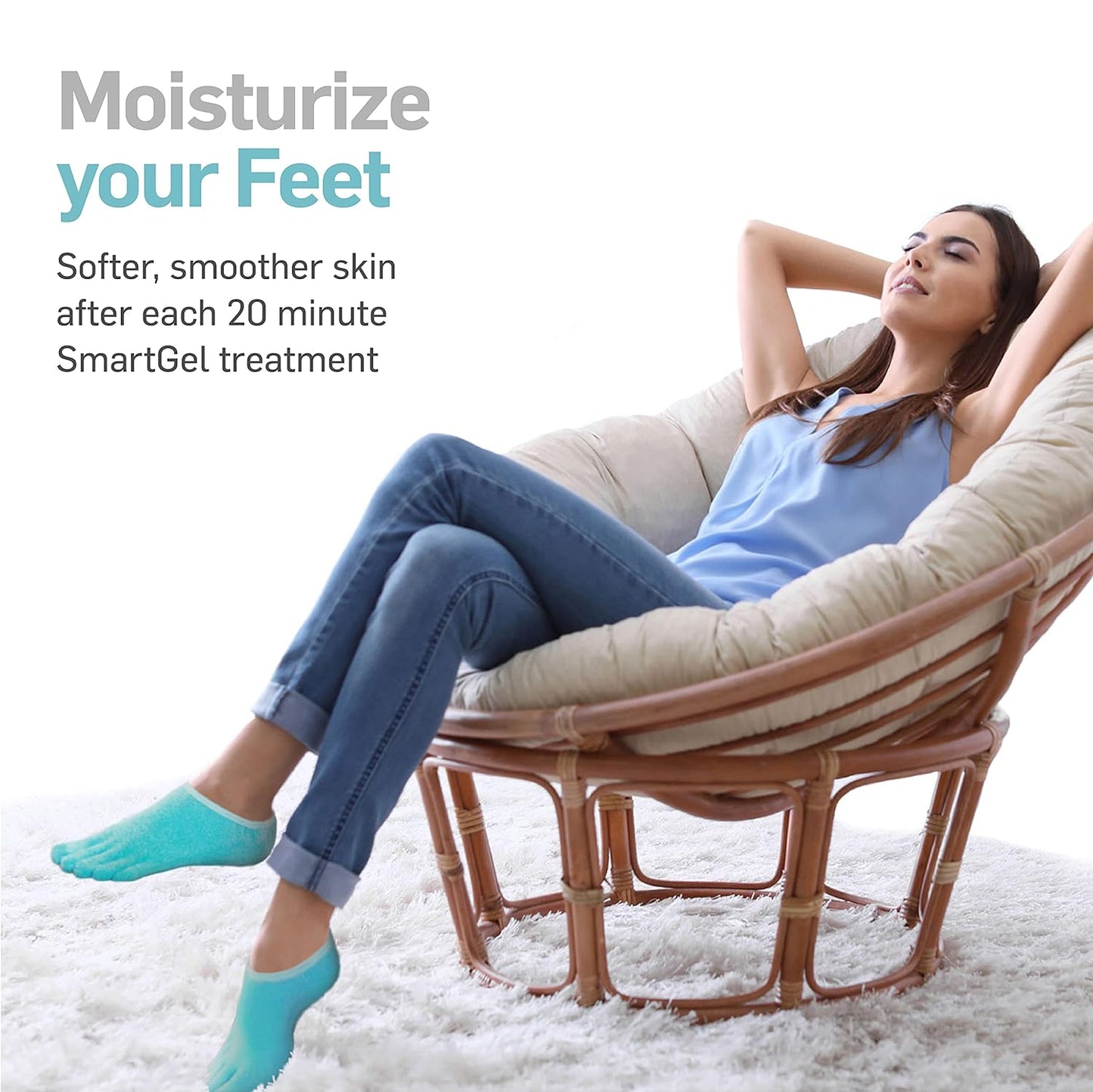 NatraCure 5-Toe Moisturizing Socks | Soft, Hydrating Fabric - Medium Size