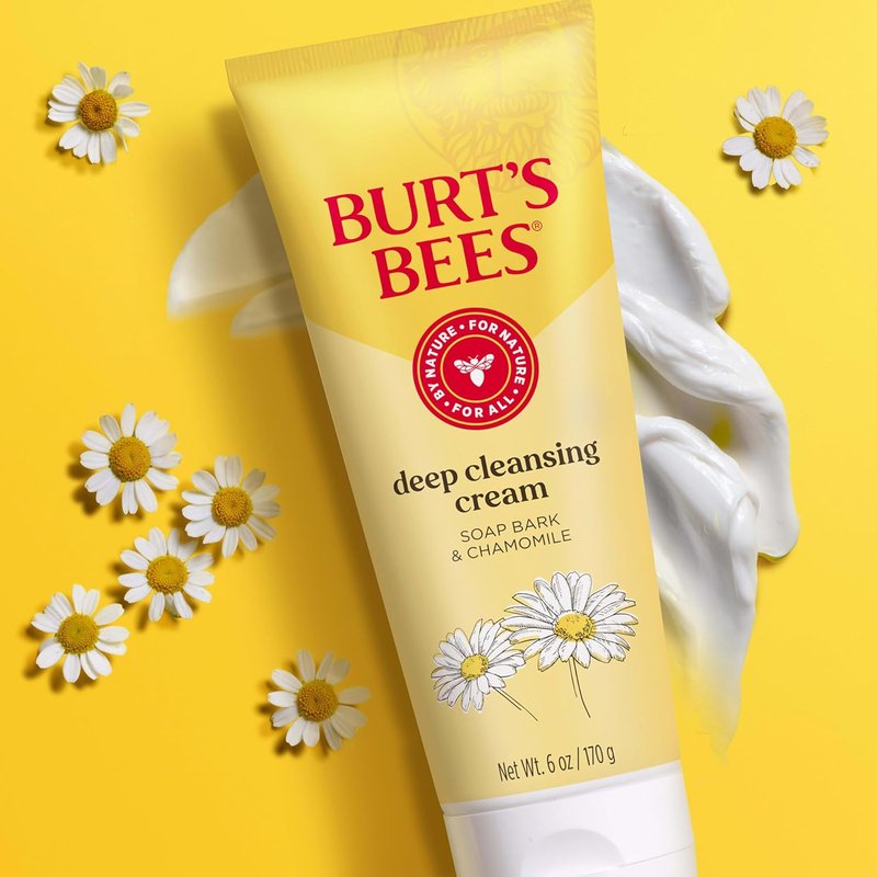 Burt's Bees Deep Cleansing Cream - Soap Bark & Chamomile, 6 Oz | Gentle Facial Cleanser