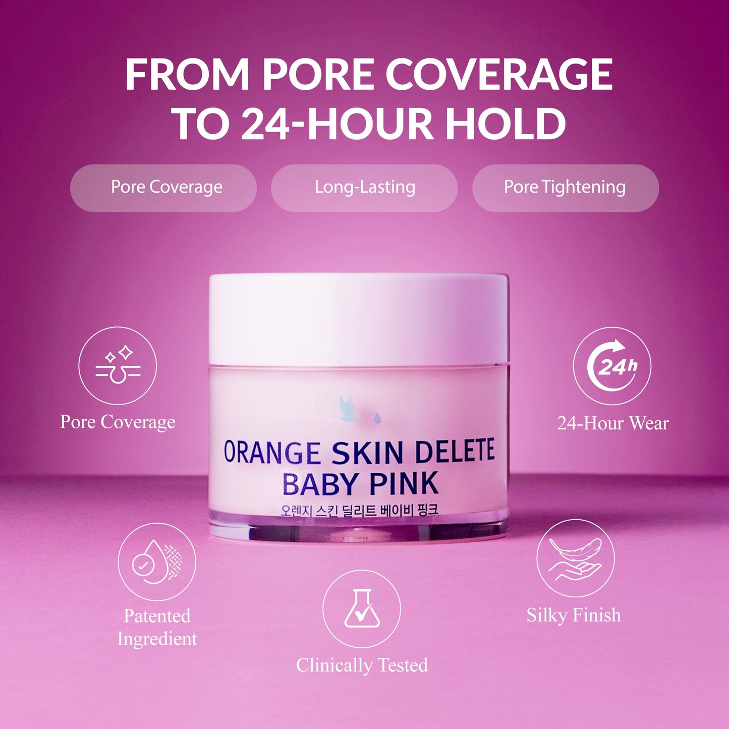 Orange Skin Delete Baby Pink Pore Primer Skin Smoothing Long Lasting Wear Korean Makeup 30g 1.06 oz