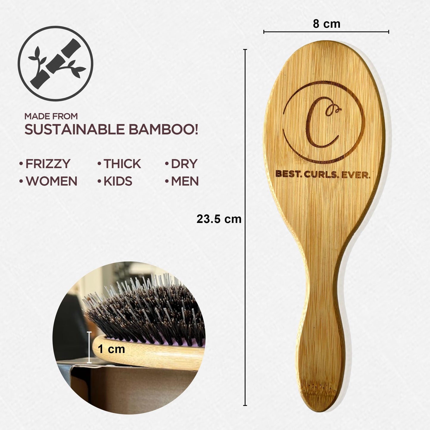 Controlled Chaos Boar + Nylon Bristle Hair Brush–Wooden Bamboo Hair Brush for Women & Men, Detangling Brush for Any Hair Type