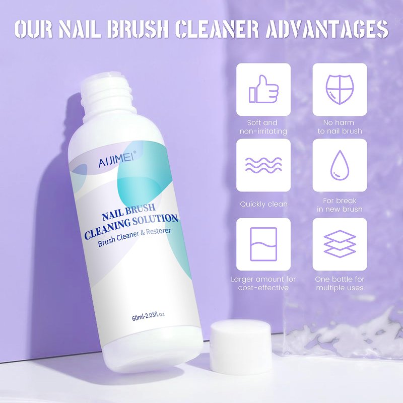 Nail Brush Cleaner Gel Restorer Solution Acrylic Nail Brush Cleaner Gel Quickly Clean for Acrylic Nail Brushes,Glitter Gel Nail polish Brushes,Builder Hard Gel Brush (60mlSet)