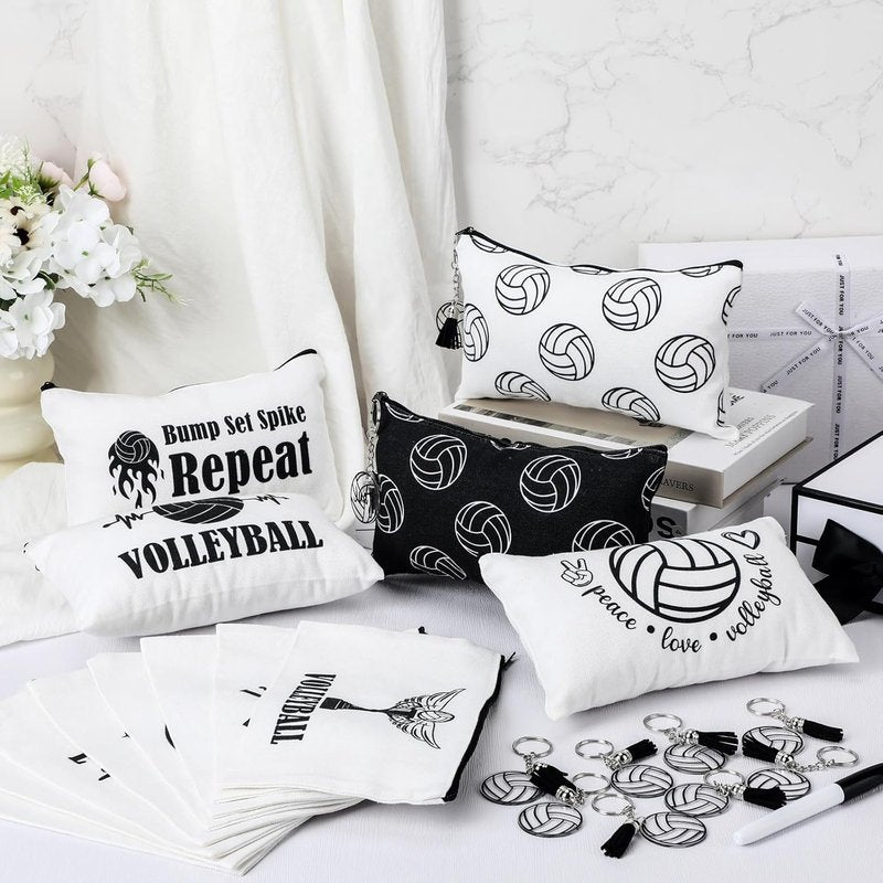 Valentine's Day Volleyball Party Favors - 33 Pcs Set with Makeup Bag & Acrylic Keychains | Perfect Gift for Sports Lovers