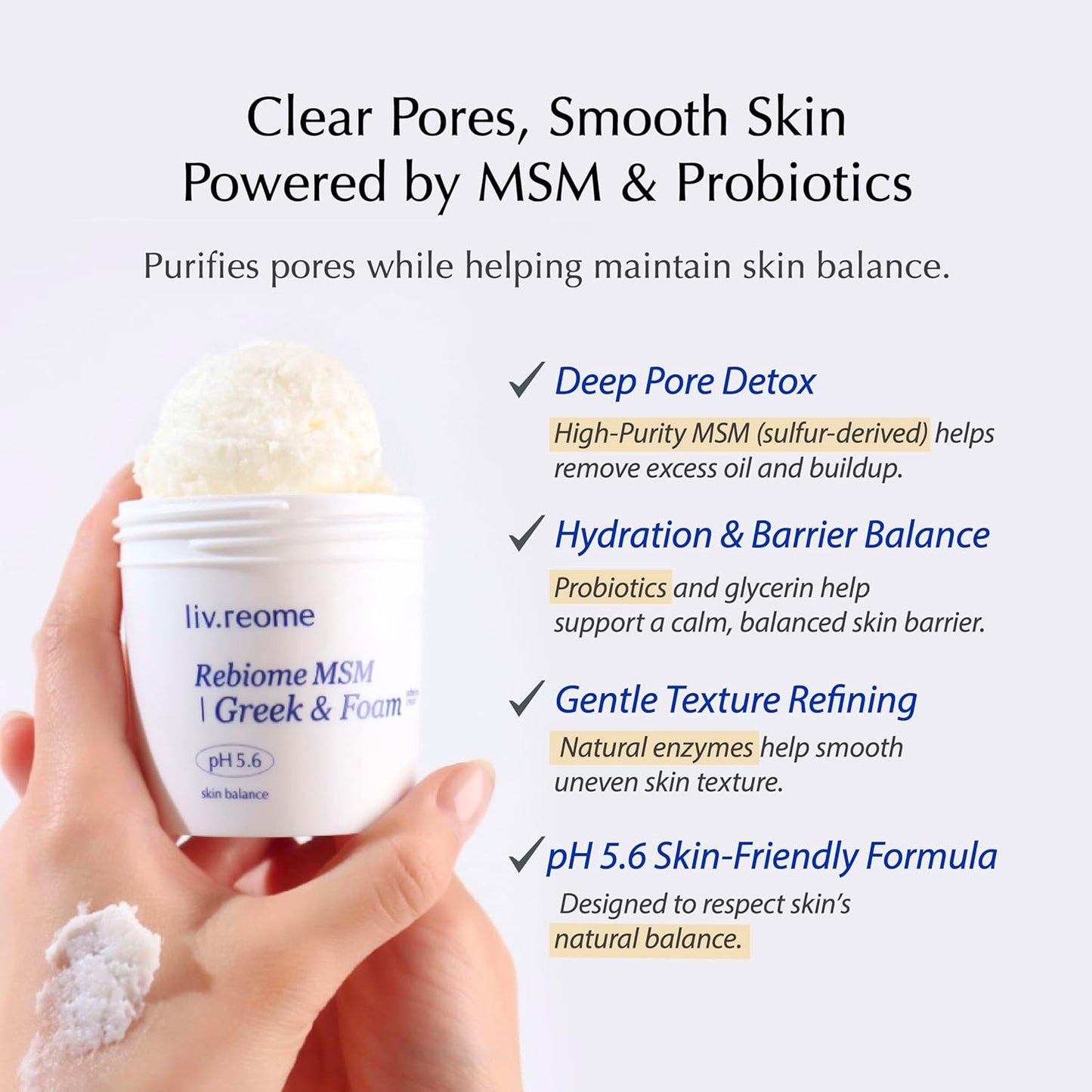 MSM Sulfur Deep Pore Cleanser | Low pH Face Wash for Sensitive Skin - Pore Reset Formula