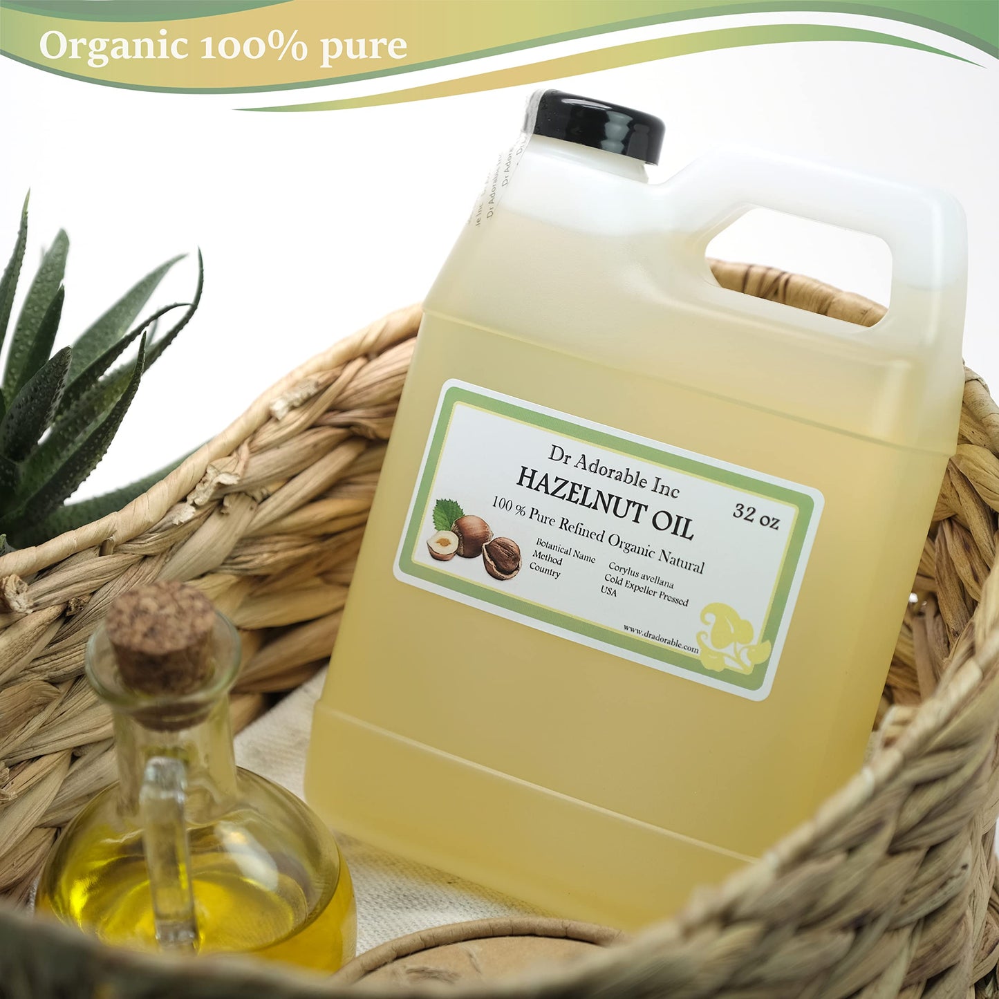 Dr Adorable - 32 oz - Hazelnut Oil - Pure Organic Cold Expeller Pressed
