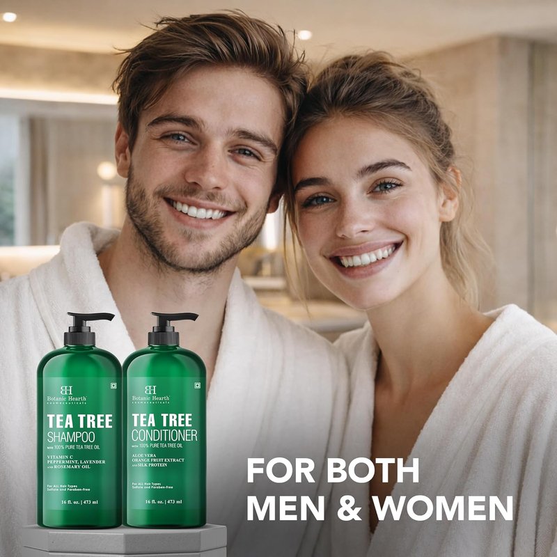 Tea Tree Shampoo and Conditioner Set - 100% Pure Tea Tree Oil for Itchy, Dry Scalp | 16 Fl Oz Each