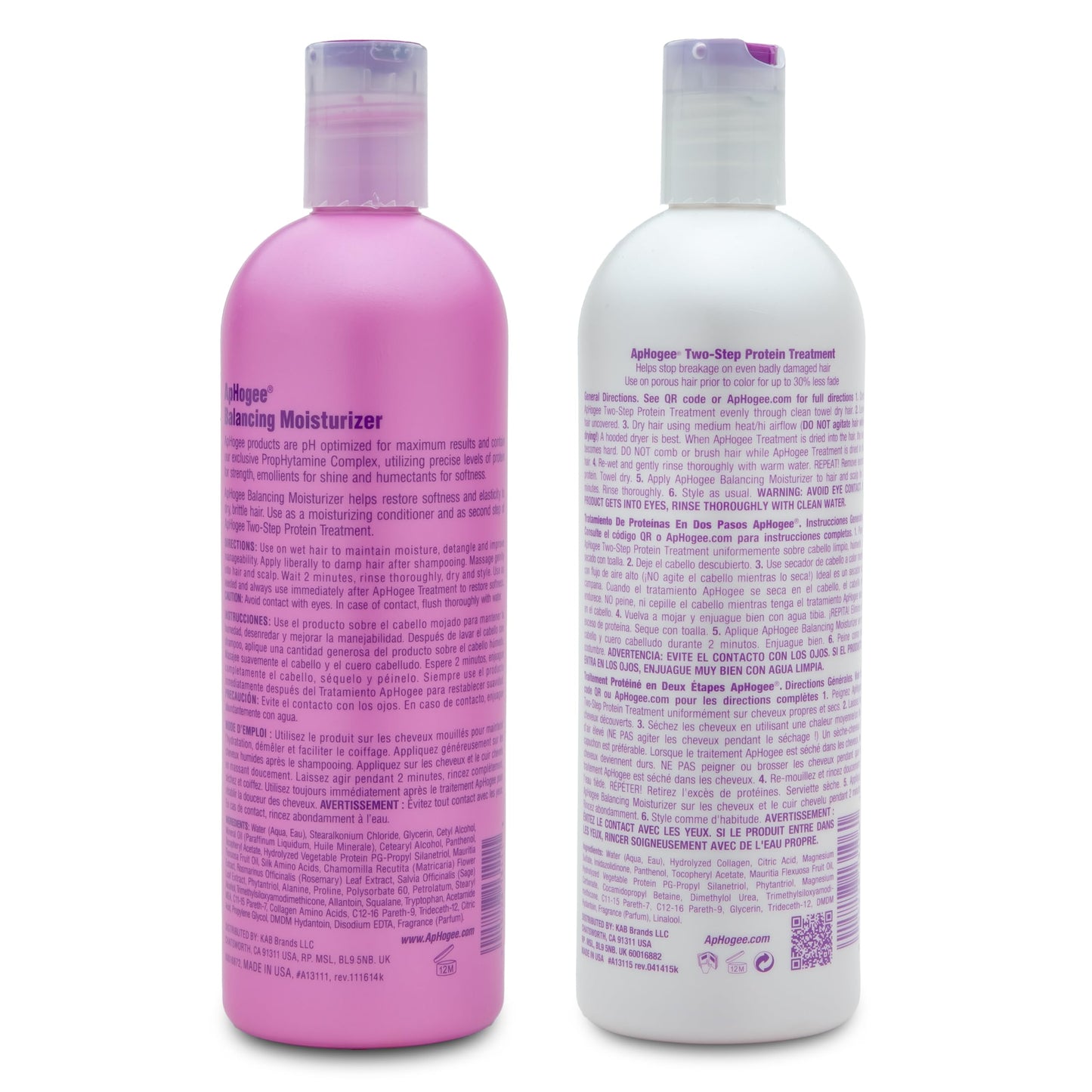 Aphogee Hair Care Double Bundle – Two-Step Protein Treatment (16 fl oz) & Balancing Moisturizer (16 fl oz)