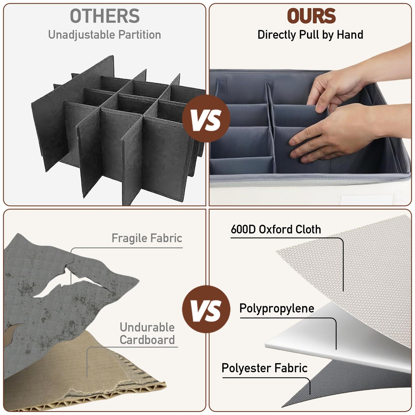 KETYWHA Shoe Organizer for Closet, XXL 1 Pack Foldable Shoe Storage Containers with Clear Cover, Shoe Box Organizers Bins with Adjustable Dividers 4Handles,Shoe Storage Fits 12-24 Pairs-Beige & Grey