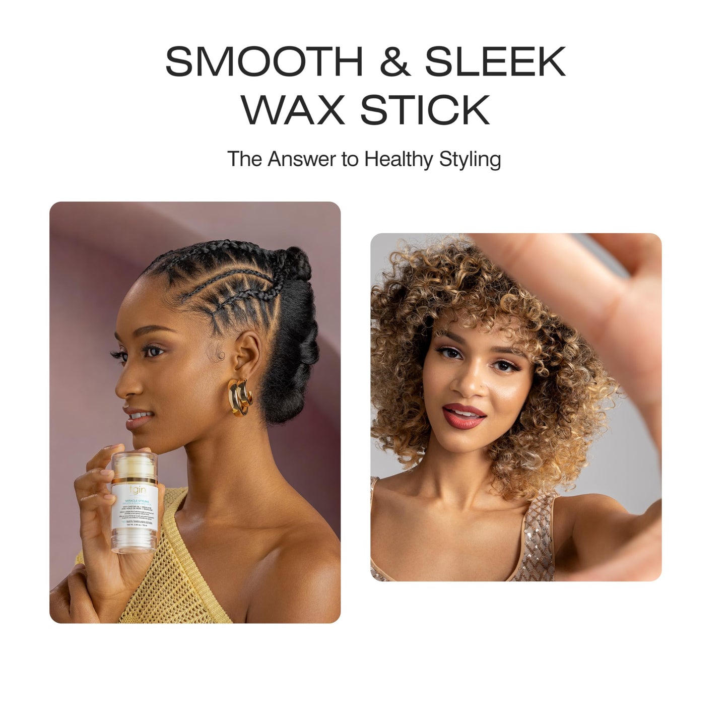 Thank God It's Natural tgin Miracle Styling Smooth & Sleek Wax Stick For Women – Tames Frizz & Flyaways – 2.7 oz