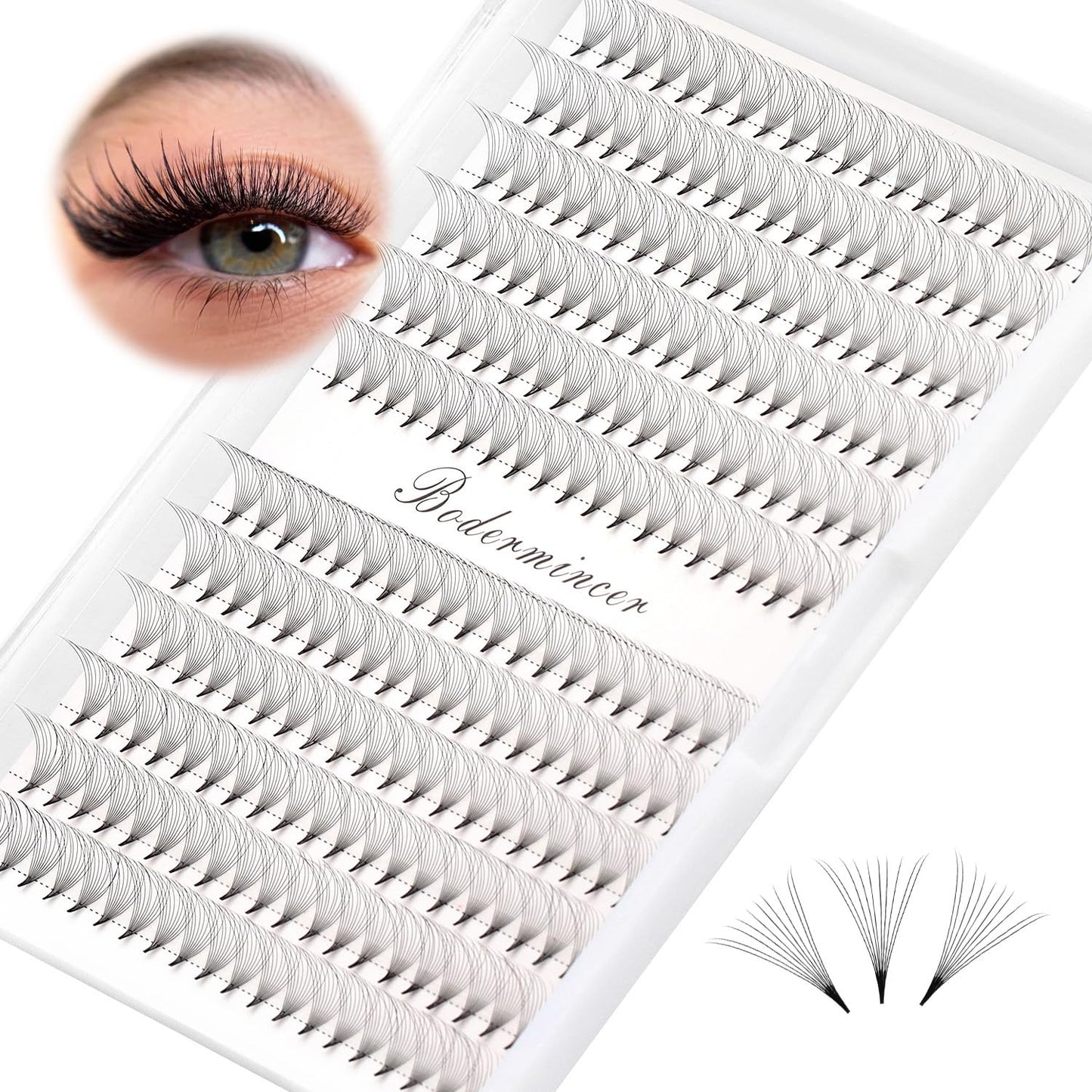 Dedila Short Stem Nature Long 10D Premade Fans Dramatic Volume Eye Lashes Extensions Thickness 0.07mm D Curl Soft and Light Weight Individual False Eyelashes Cluster (12MM)