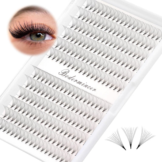 Dedila Short Stem Nature Long 10D Premade Fans Dramatic Volume Eye Lashes Extensions Thickness 0.07mm D Curl Soft and Light Weight Individual False Eyelashes Cluster (12MM)
