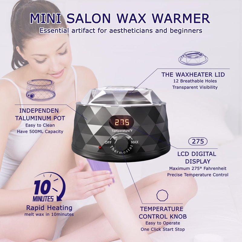 XuenQu Waxing Kit for Women, Wax Warmer, Wax Kit with 4 Packs Hard Wax Beads and Accessories, for Full Body, Legs, Face, Eyebrows, Bikini, Brazilian at Home Waxing Kit for Women Men