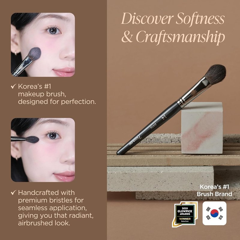 Piccasso Makeup Brush - Soft Tapered Blush & Highlighter Applicator | Fluffy Powder Finish, Small Size for Precision