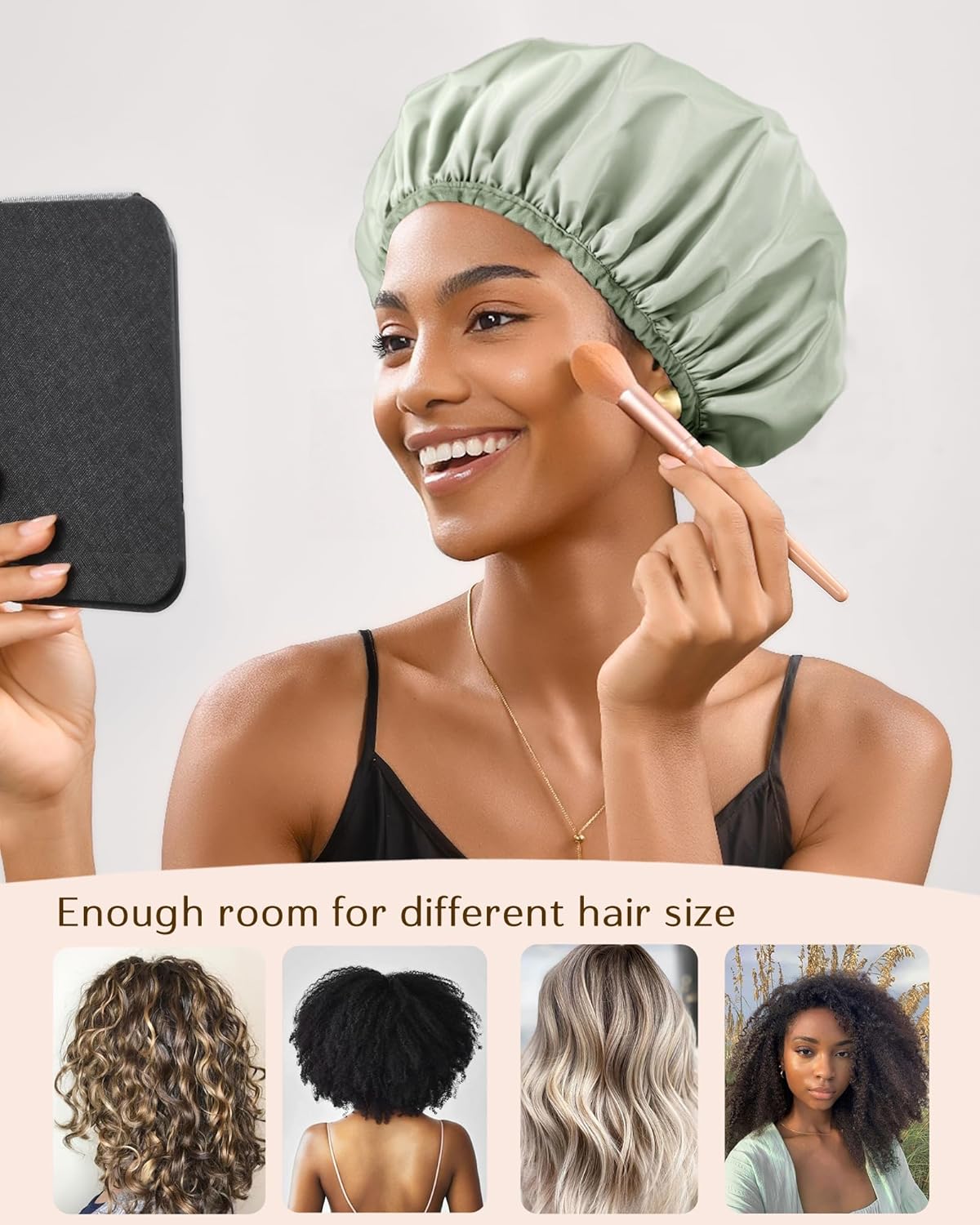 Yanibest Reusable Waterproof Shower Cap - Double Layer Design | Soft Non-Slip Elastic Band, Fits Most Hair Types
