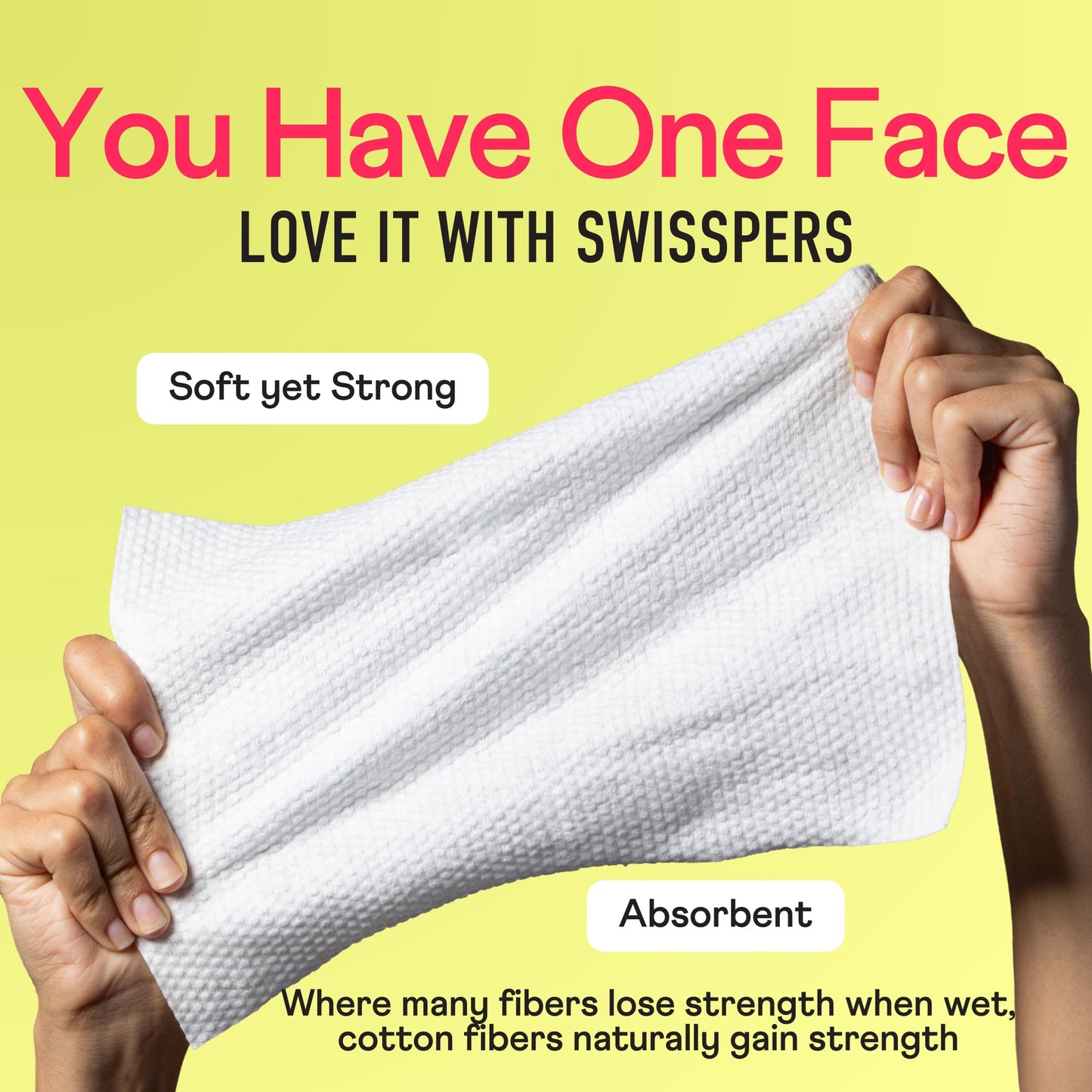 Swisspers Premium 100% Cotton Dry Facial Wipes - Hypoallergenic, Biodegradable Beauty Cloths with Dot Embossing - Vegan Makeup Remover Towelettes for Women & Men, 40 Count (Pack of 4)