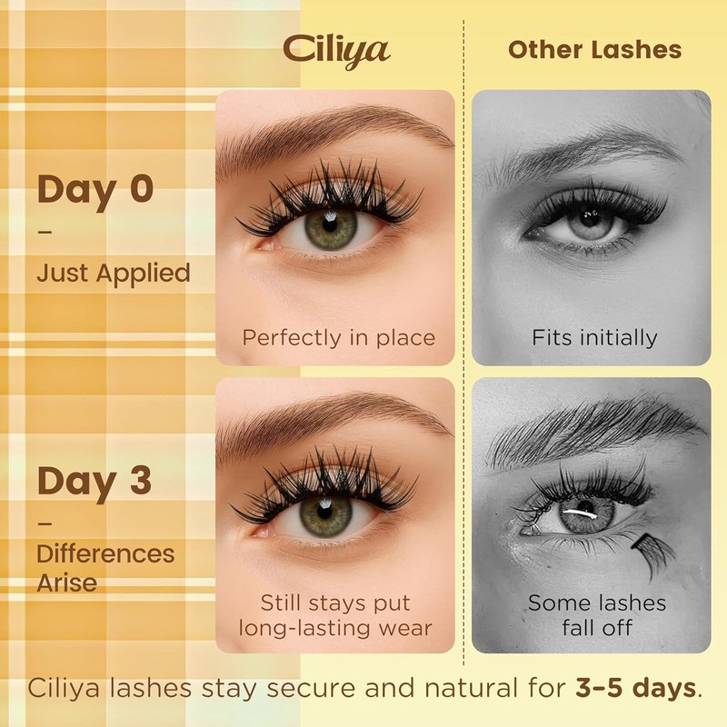 Self Adhesive Eyelashes - Cluster Lashes 10-16mm | Pre-Glued Wispy Extensions for Long-Lasting Wear