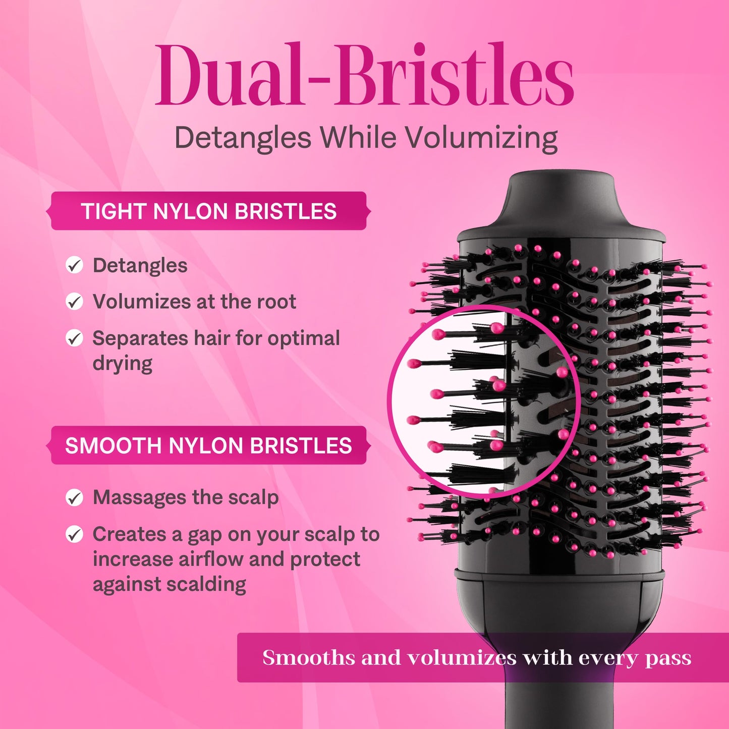 Asani Hair Dryer Brush - 4-in-1 Blow Dryer with Comb, Curling & Hot Hair Straightener Brush - Round Blowout Straightening Brush with Anti-frizz Ceramic Titanium Barrel for All Hair Types (120V)