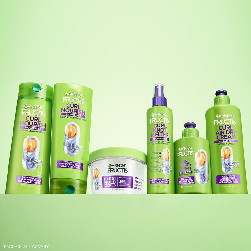 Garnier Fructis Curl Nourish Air Dry Cream - Sulfate-Free Leave-In Conditioner for Moisture & Frizz Control | 16.9 Fl Oz