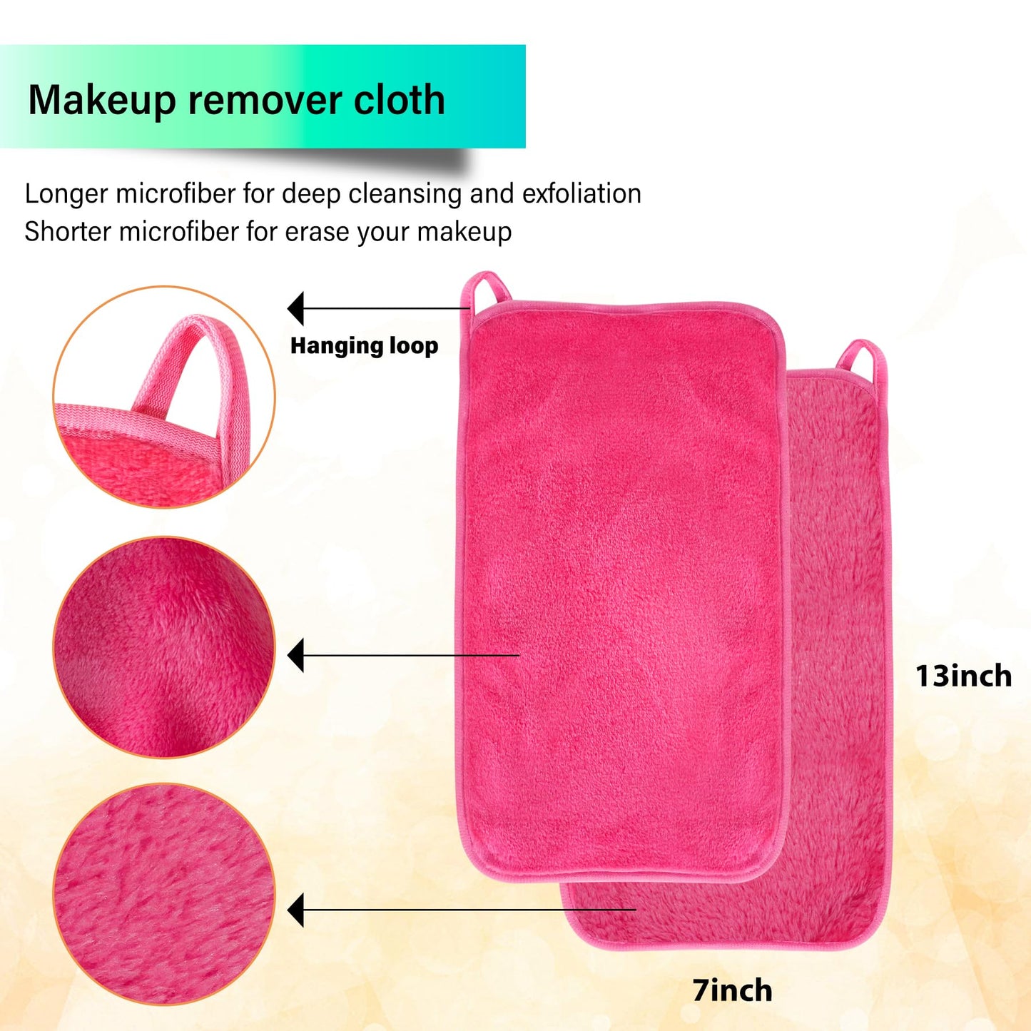 Nugilla Makeup Remover Cloths, 8 Packs Makeup Remover Towels Reusable Face Wash Cloth, Soft Microfiber Face Cloth for Women