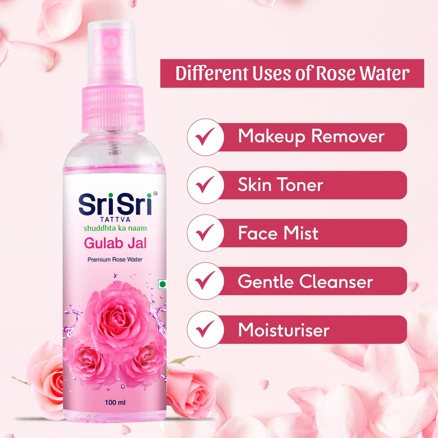 Sri Sri Tattva Gulab Jal, 100ml (Pack of 3)