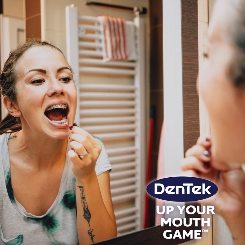 Dentek Interdental Brushes - Tight, 16 Count, 6 Pack - Easy-Brush Interdental Plaque Remover with Fluoride - Cleans Tight Spaces Around Teeth, Braces & Other Dental Appliances