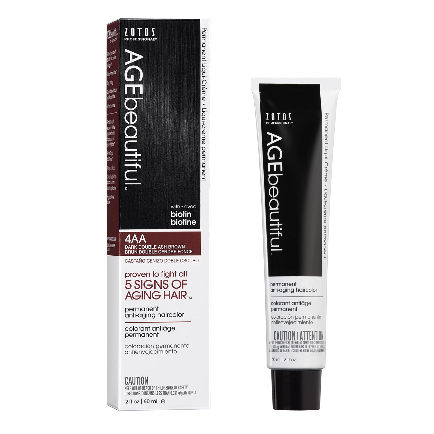 AGE beautiful Permanent Hair Dye 4AA Dark Double Ash Brown - Ash Brown Hair Color Cream with 100% Gray Coverage, Anti-Aging Biotin Formula for Thicker, Fuller Hair, Professional Salon Quality