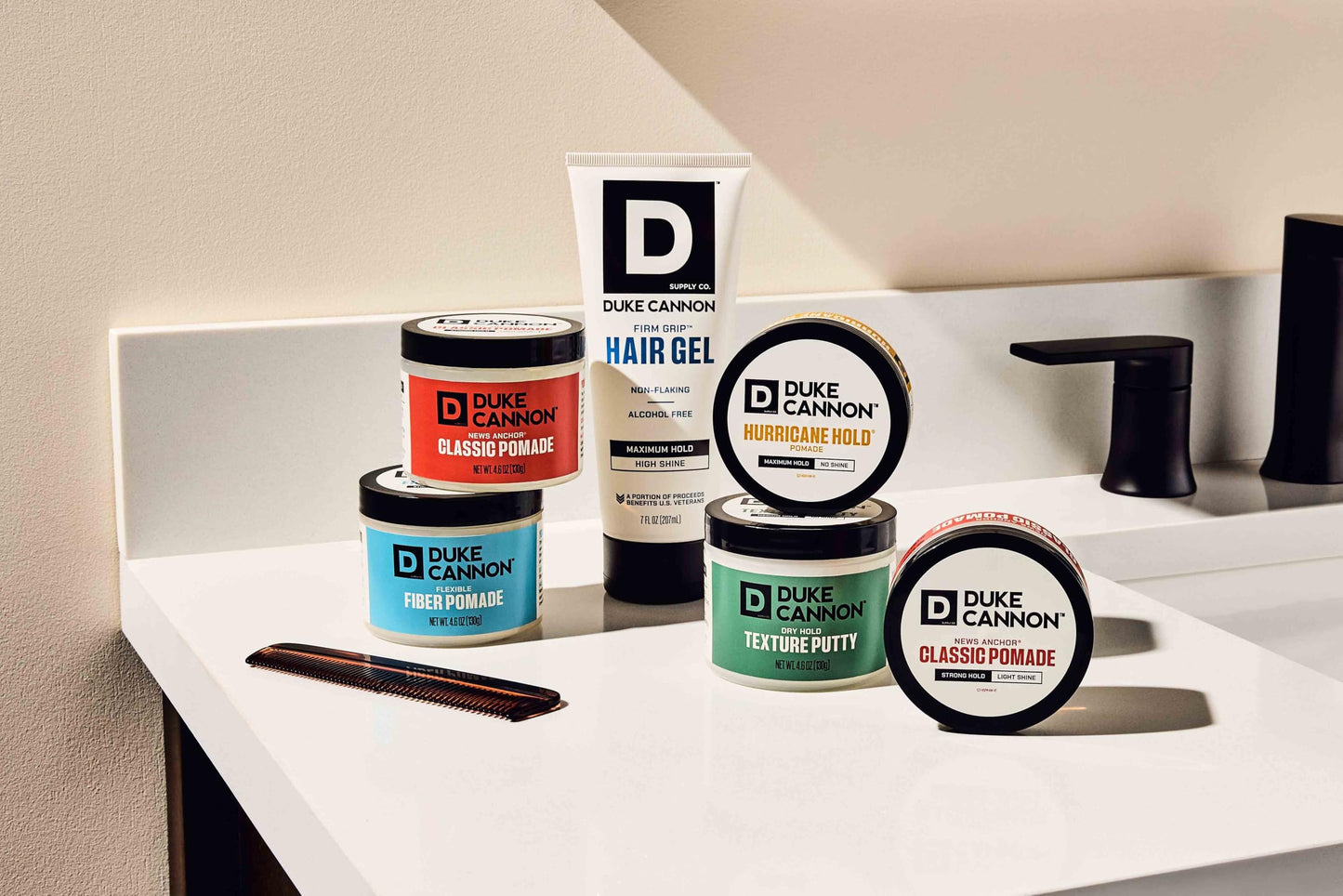 Duke Cannon Firm Grip Hair Gel, 7 oz – Maximum Hold, High Shine, Alcohol-Free, Water-Based Formula with Coconut Oil & Oat Extract, Ideal for Short to Medium Styles