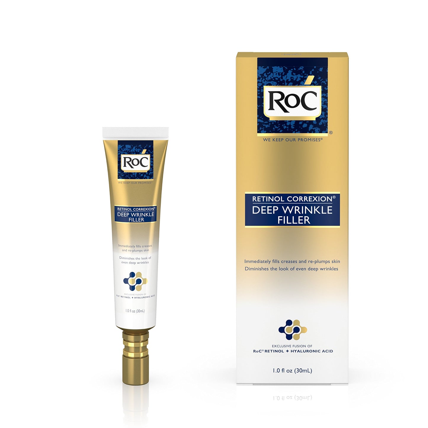 RoC Retinol Correxion Deep Wrinkle Facial Filler, Anti-Aging Treatment with Hyaluronic Acid and Retinol, Non Comedogenic, 1 fl. oz