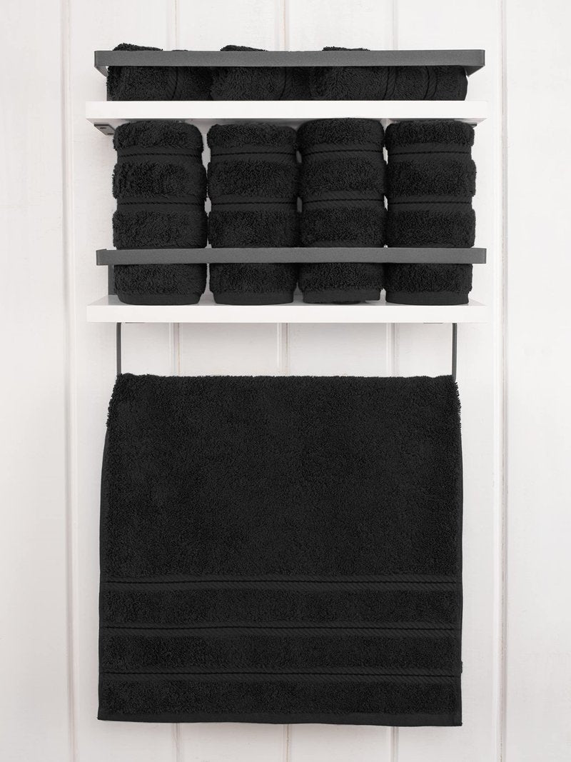 American Soft Linen Luxury Hand Towels for Bathroom, 600 GSM Heawy Weight 16x28 Size 100% Cotton Turkish 4 Piece Hand Face Towel Set, Black Hand Towels