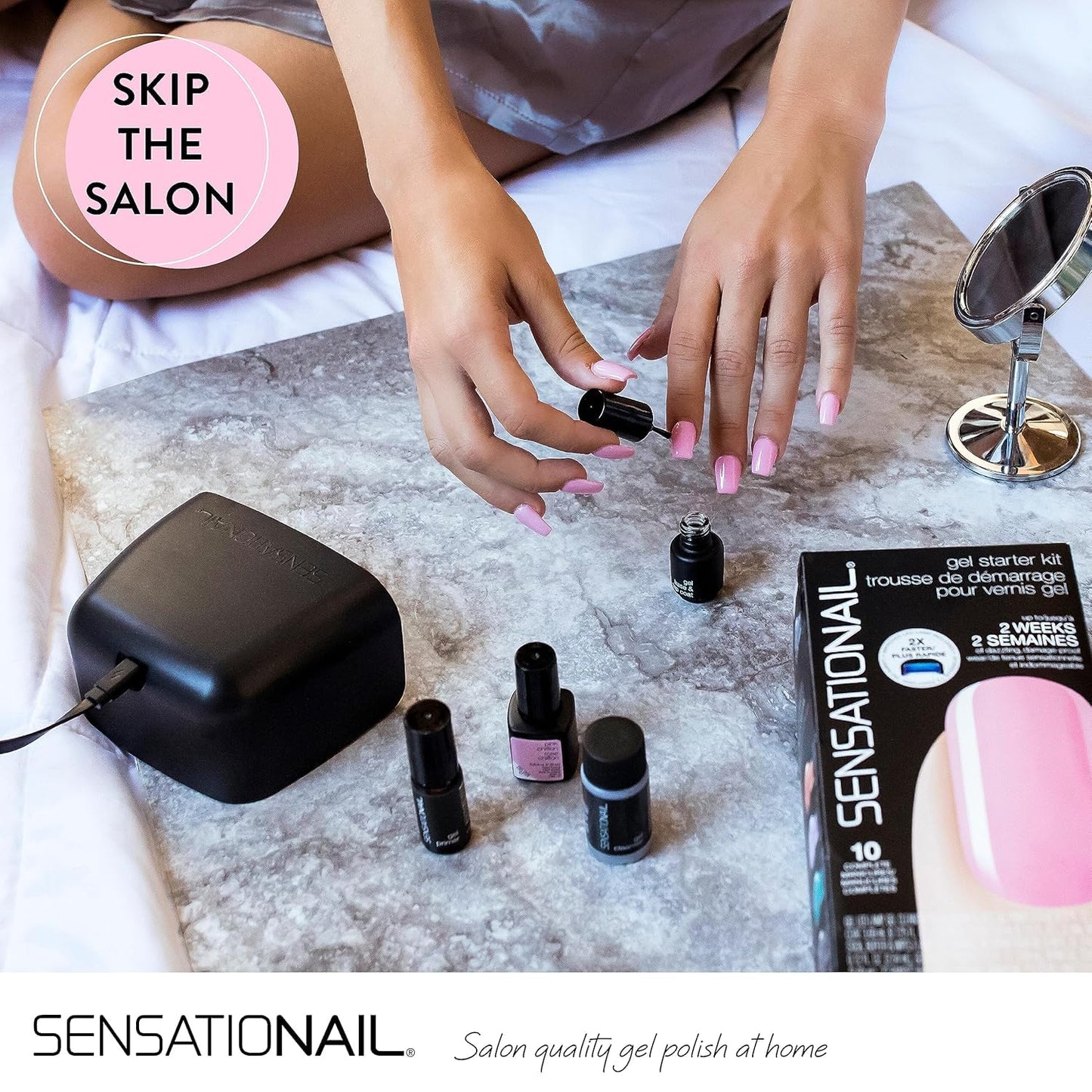 Sensationail Gel Polish Refill Kit - Base & Top Coat with Gel Primer, Black (2 Pack)
