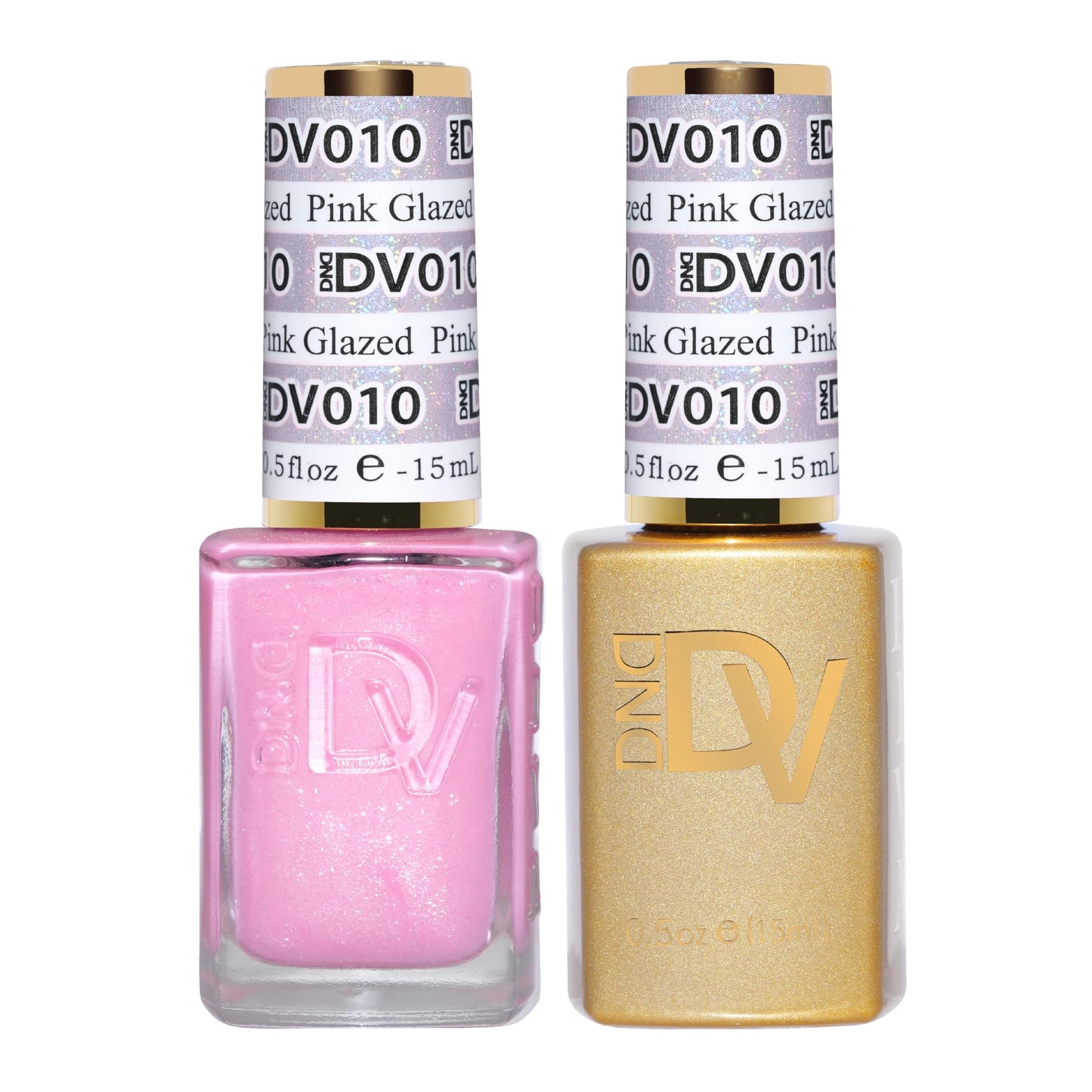 DND Gel Diva Polish Set, Mirrorball Collection, UV/LED Gel Polish and Air Dry Nail Lacquer, Matching Chip-Free Polish Duo, Pink010 Pink Glazed, 0.5 Fl Oz Each