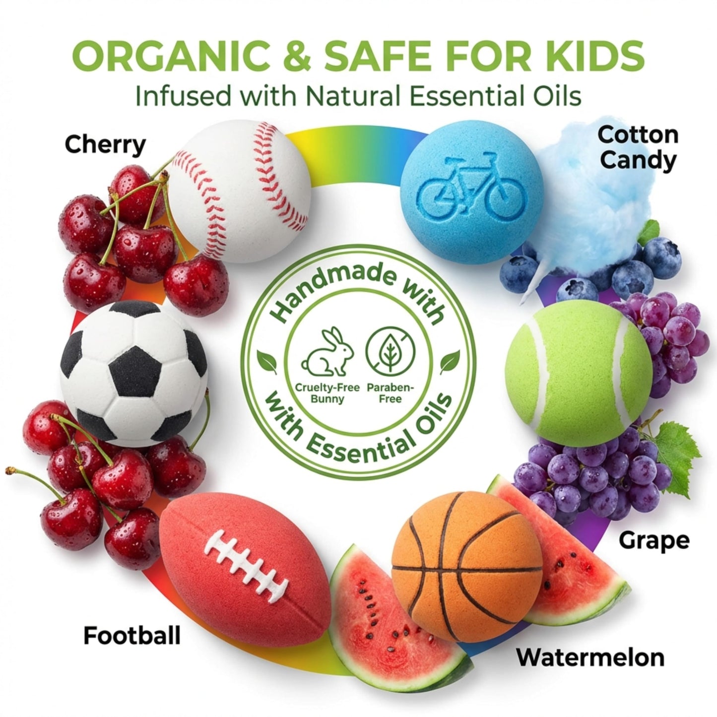 Bath Bombs for Boys with Toys Inside W/Flash Cards - Sports Bath Bombs for Kids - Gift Set of 18 Scented Organic Handmade - 2.5 oz with Natural Essential Oils - 18 Pack