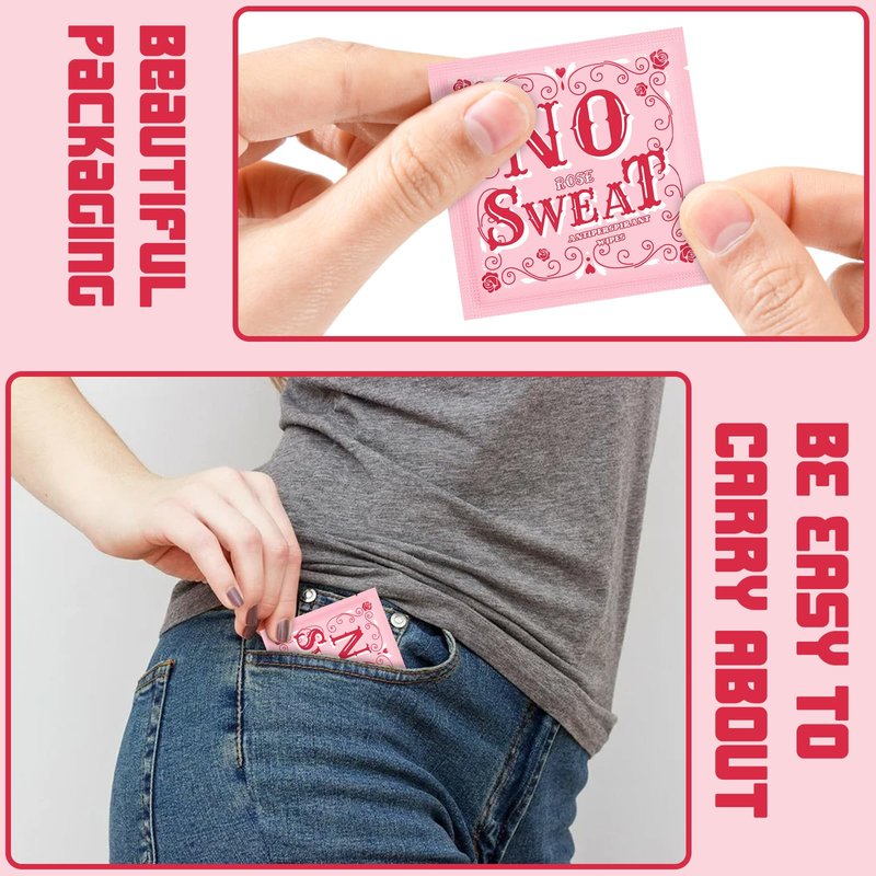 BUAEL Mini Deodorant Body Wipes 200 pieces of Travel deodorant Wipes And Travel Deodorant Individually Wrap Hypoallergenic Underarm Sweating Rose And Travel To Clean Skin For Female Male Teenagers