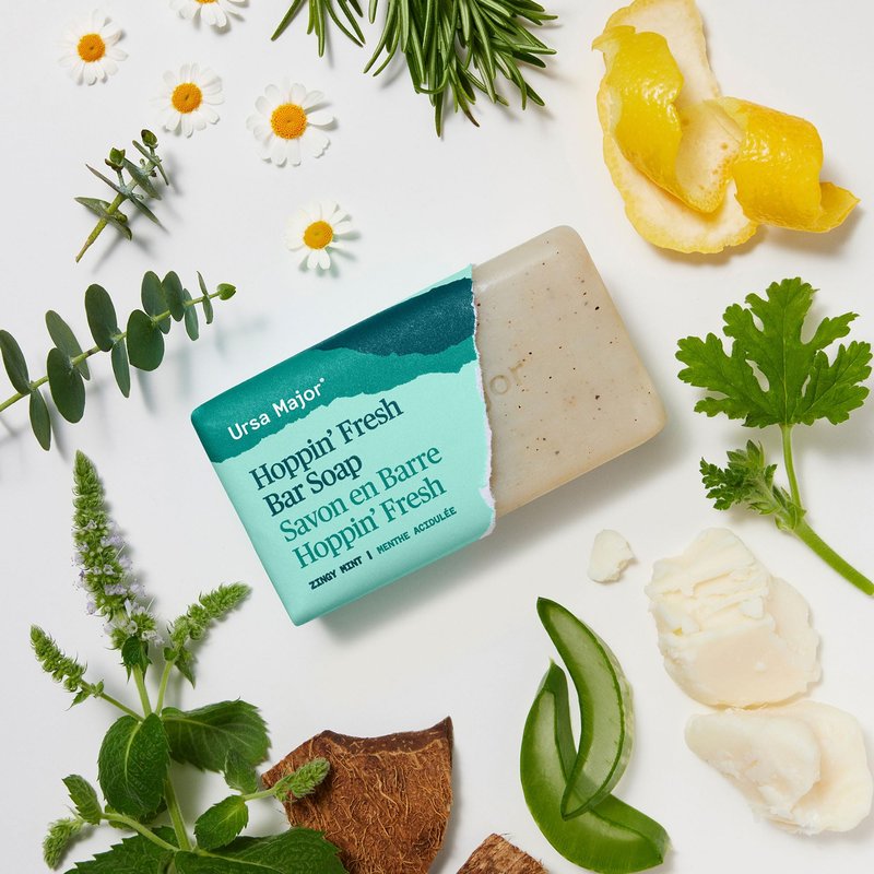 Ursa Major Hoppin' Fresh Bar Soap | Formerly Known As Morning Mojo Bar Soap | Natural, Exfoliating Soap with Peppermint, Eucalyptus and Rosemary | Formulated for Men and Women | 5 ounces