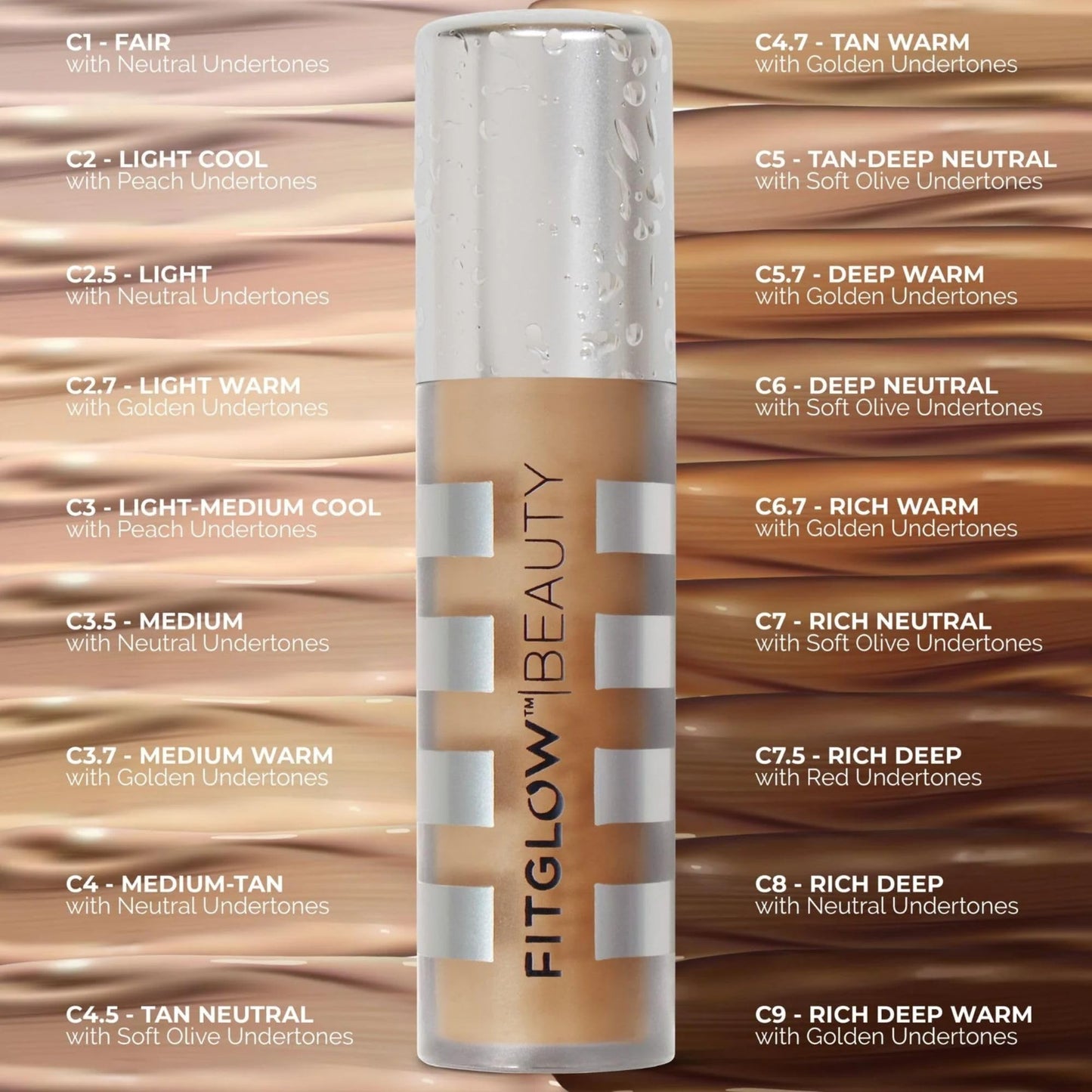 Fitglow Beauty Conceal+ | Vegan Full Coverage Concealer Skincare with Vitamin K + Green Tea | Corrects Dark Circles, Blemishes & Redness | Non-Creasing, Natural Finish | C3.5-6g