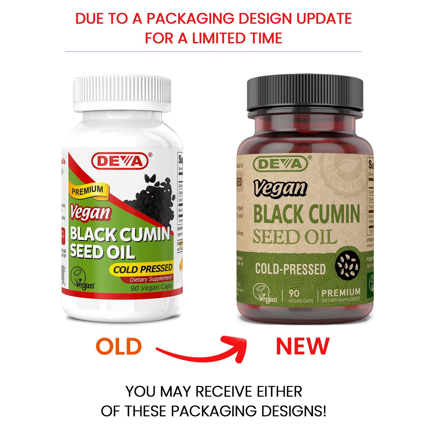 DEVA Vegan Nutrition Black Cumin Seed Oil, Cold-Pressed, Unrefined, 90 Vegan Capsules, 2-Pack