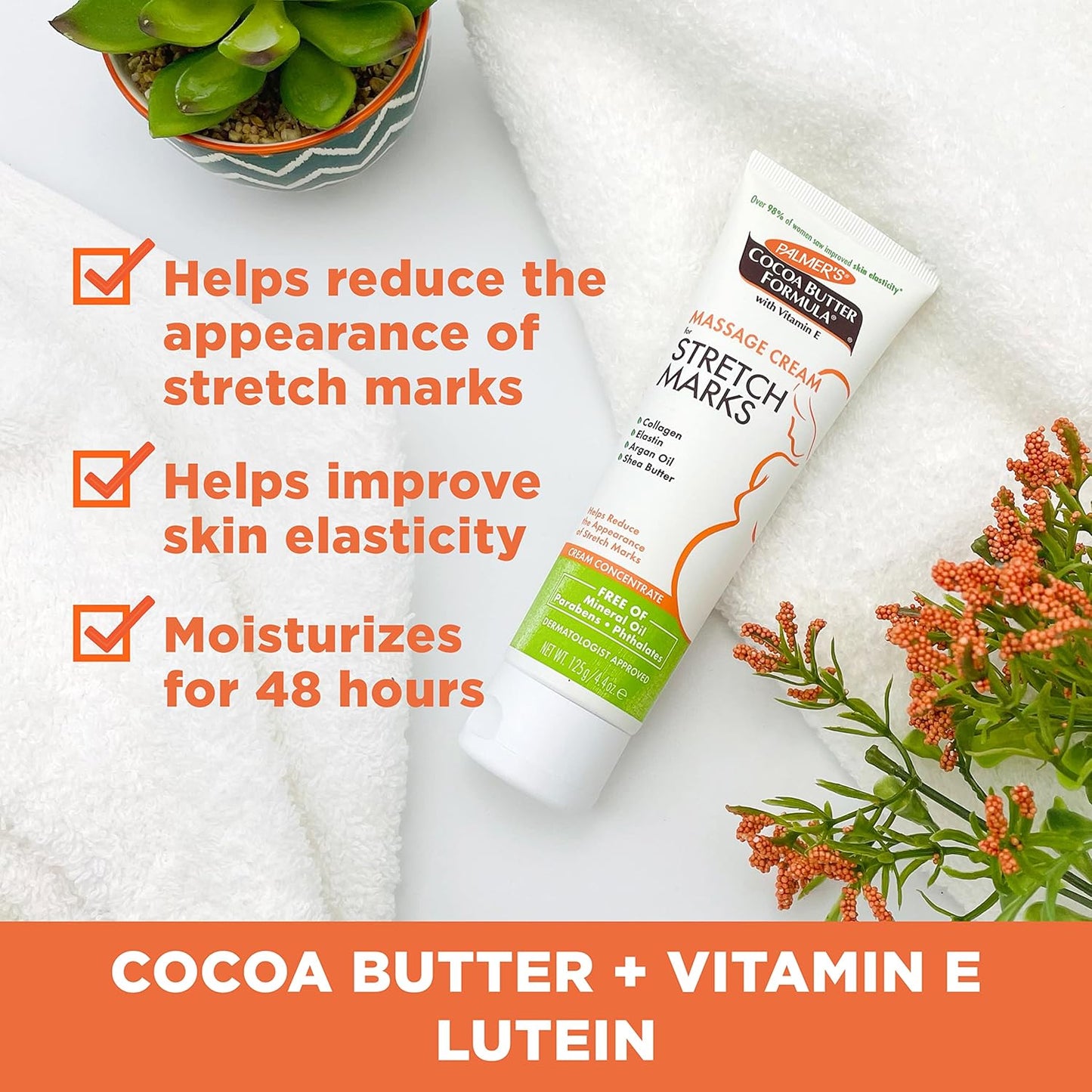 Palmer's Cocoa Butter Formula Massage Cream - Stretch Marks & Pregnancy Skin Care | 4.4 Oz (Pack of 2)