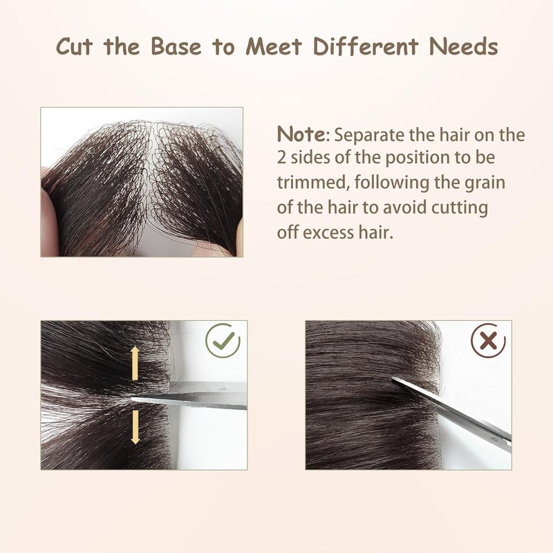 Human Hair Toupee for Hair Loss - Triangle Hair Patch for Men & Women | Dark Brown, 1.6" x 1.6" x 1.6" (2 Pcs)
