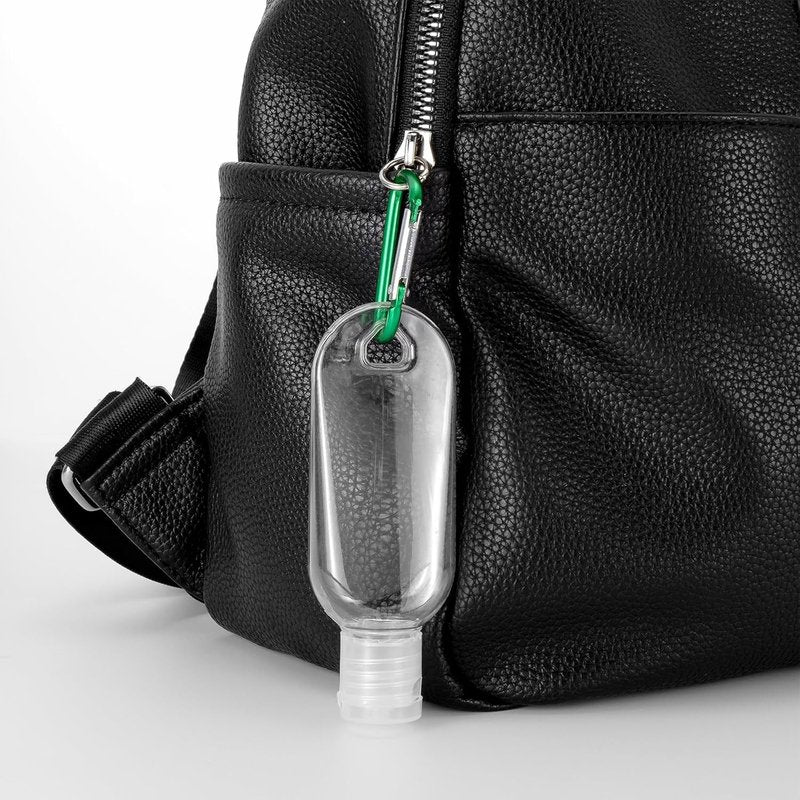 Travel Size Bottles - 50 PCS Refillable Squeeze Containers with Hand Sanitizer Keychain | 1 OZ Leakproof for Backpack
