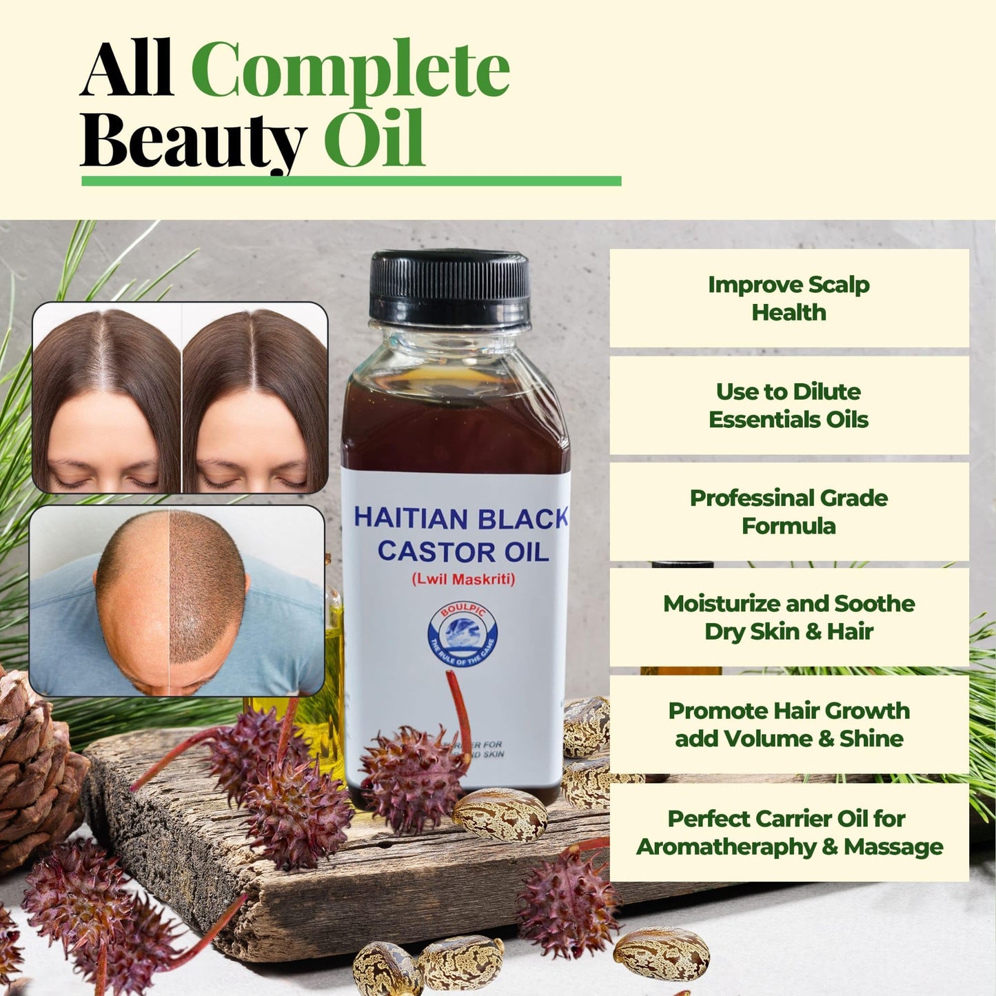 Meme Haitian Black Castor Oil (Lwil Maskriti) – 100% Pure, Cold-Pressed, Unrefined – Promotes Hair Growth, Moisturizes Skin, Strengthens Nails, Aids Digestion – 8 fl oz