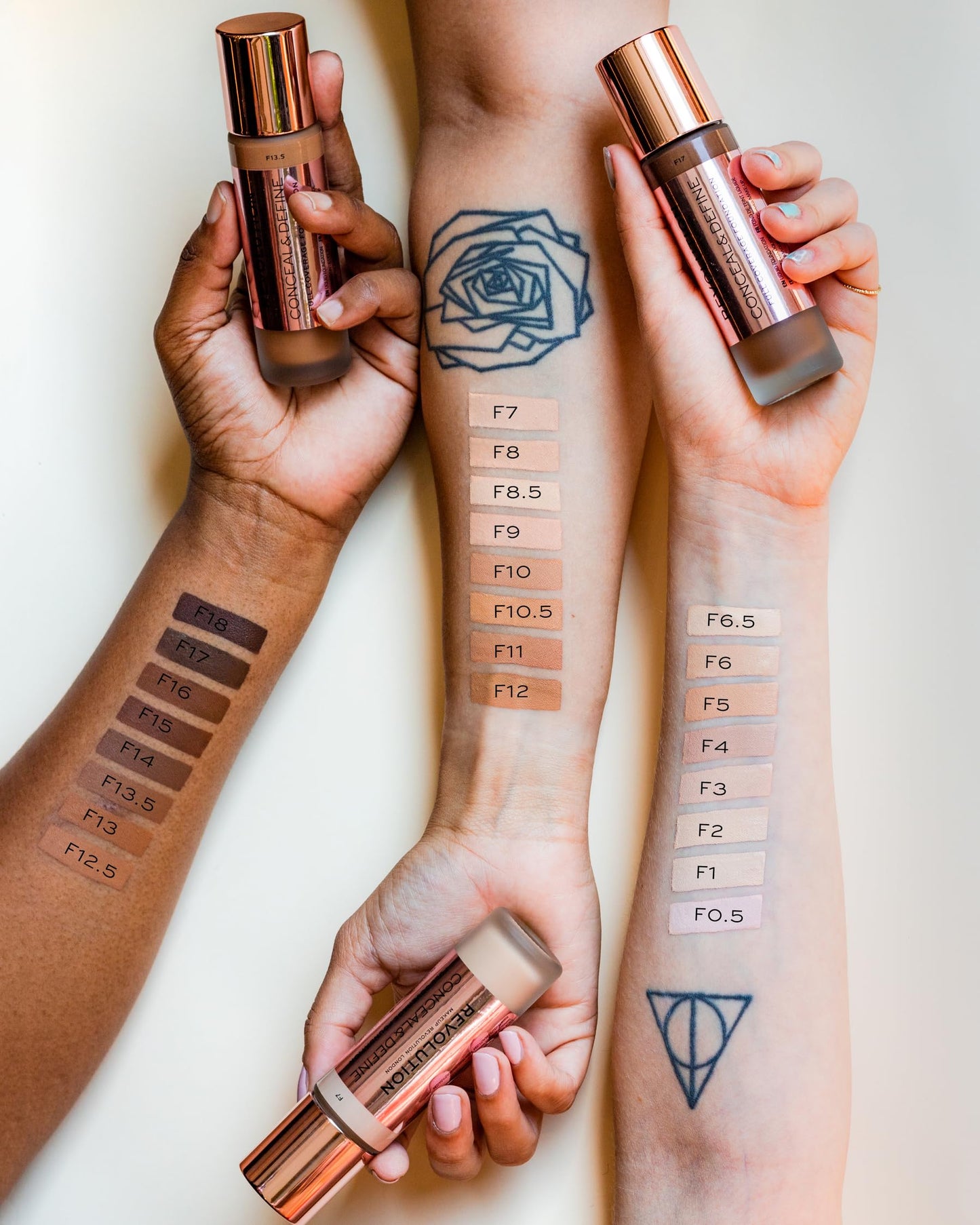 Revolution Beauty London, Conceal & Define Foundation, Full Coverage, Long-Lasting Matte Finish, Vegan & Cruelty-Free, F14 Dark Skin Tones, 0.8 fl oz