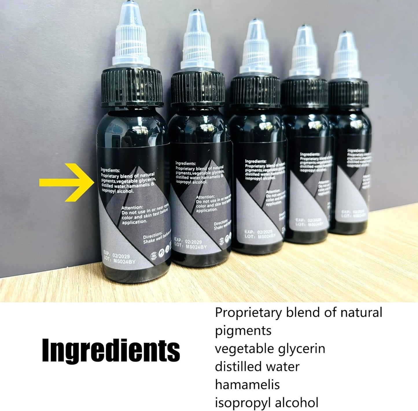 Mummy Tattoo Ink Set - 5 Bottles of Greywash & Triple Black - 1 oz Each for Professional Use