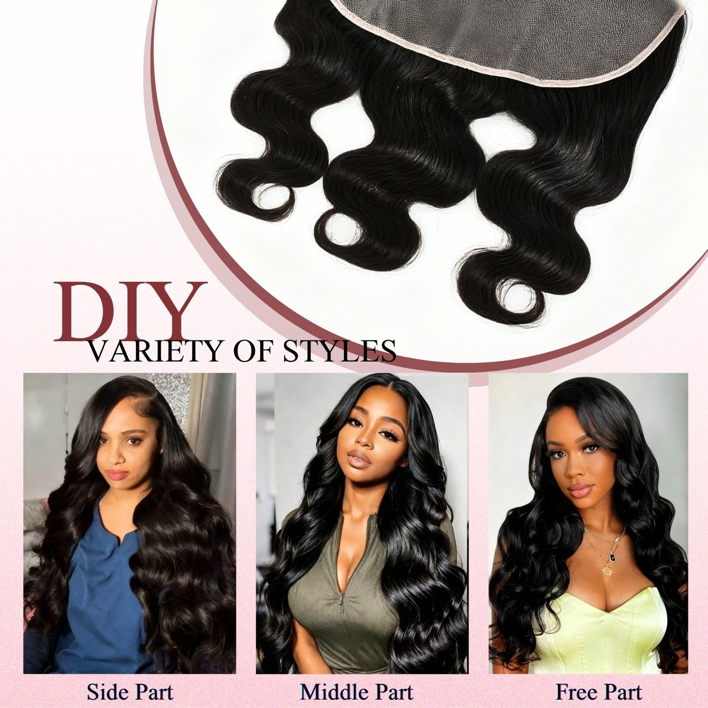 13x4 Lace Frontal Body Wave 16 Inch Ear to Ear HD Lace Frontal Unprocessed Brazilian Virgin Human Hair Frontals Free Part 150% Density Hair Extensions Pre Plucked Natural Color