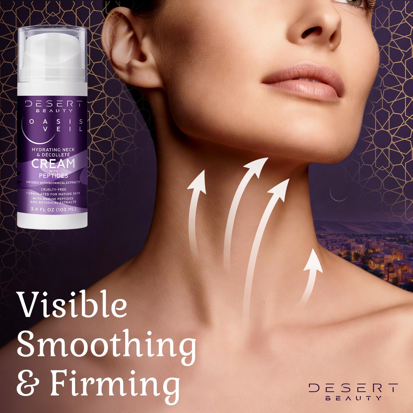 Desert Beauty Neck Firming Cream - Tightening and Lifting Formula - Peptides, Collagen, Hyaluronic Acid - Neck Cream for Women Over 50-3.38 fl oz