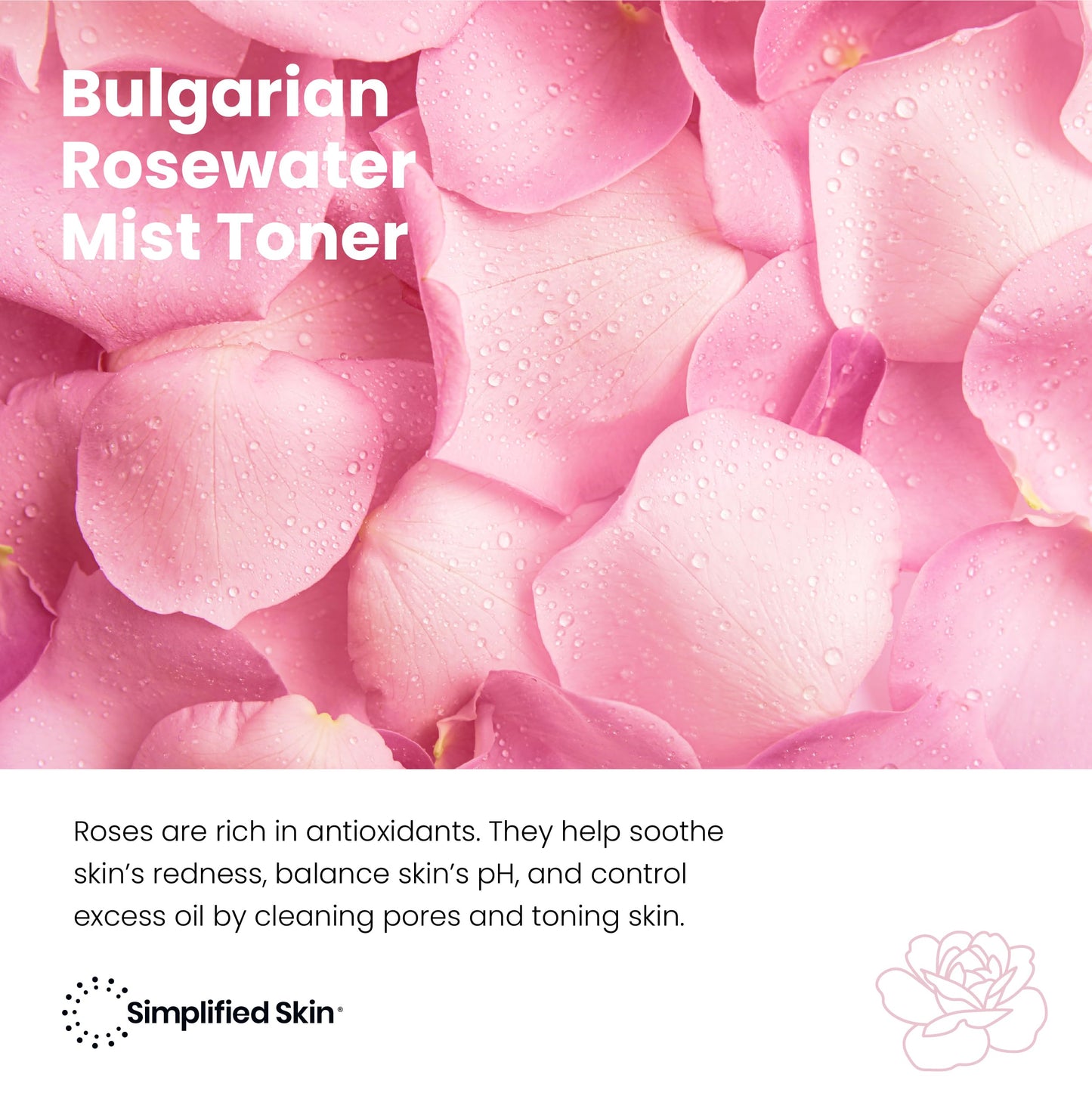 Simplified Skin Rose Water Spray for Face & Hair, Rosewater Mist Toner